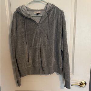 Universal Thread Heather Gray Velour Long sleeve Zip-Up Hoodie L